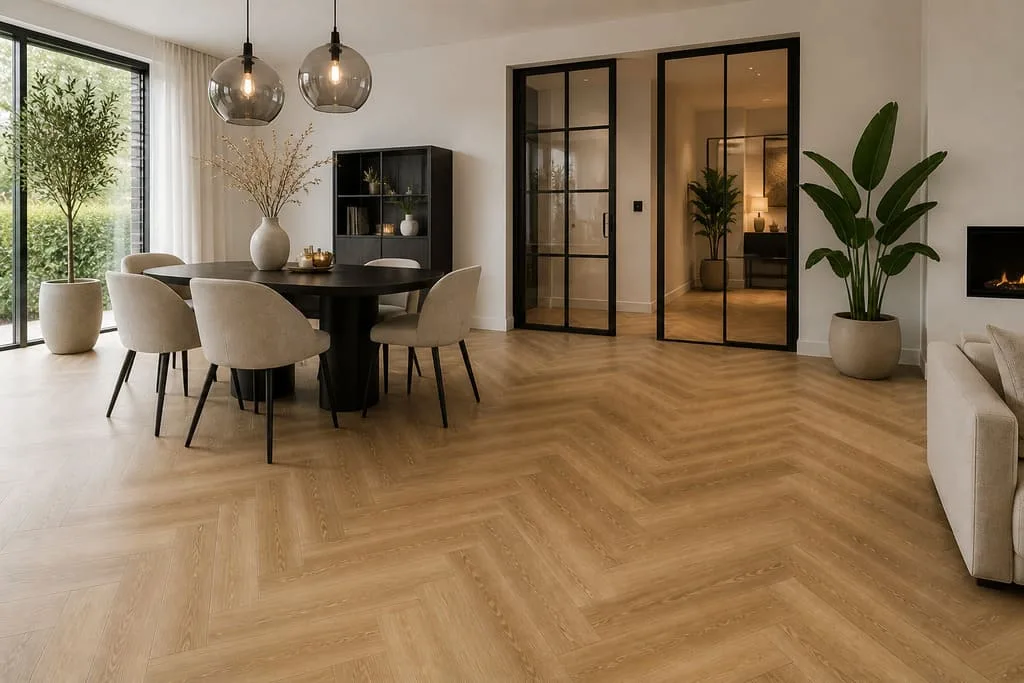 PVC visgraat vloer in een woonkamer